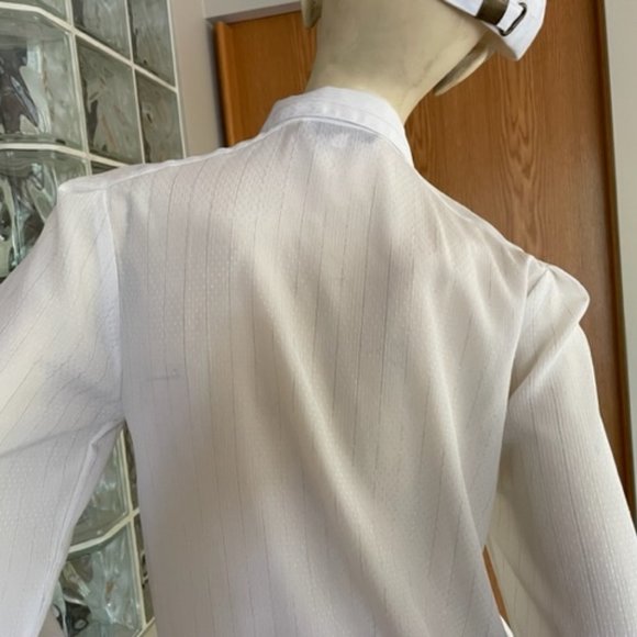 Vintage JAC DALE IVORY BLOUSE with SILVER THREAD Dressy Long Sleeve, Button-Down - Picture 4 of 16